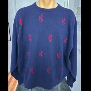 VINTAGE 1980s BRAEMAR MENS BLUE 100% LAMBSWOOL WOOL SWEATER MADE IN SCOTLAND XXL